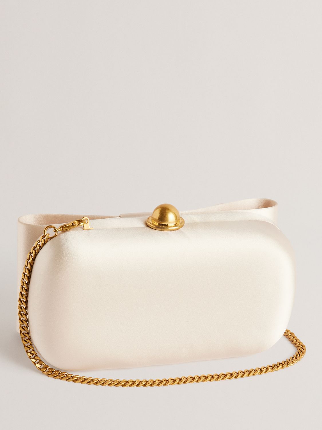 Ted Baker Bowelaa Satin Bow Clutch Bag, Ivory, One Size