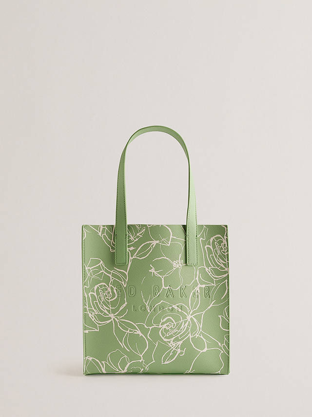 Ted Baker Linear Floral Small Icon Bag, Light Green/Ivory