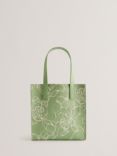 Ted Baker Linear Floral Small Icon Bag, Light Green/Ivory