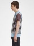 Fred Perry Jacquard Knitted Tank Jumper, Blue/Black, Blue/Black