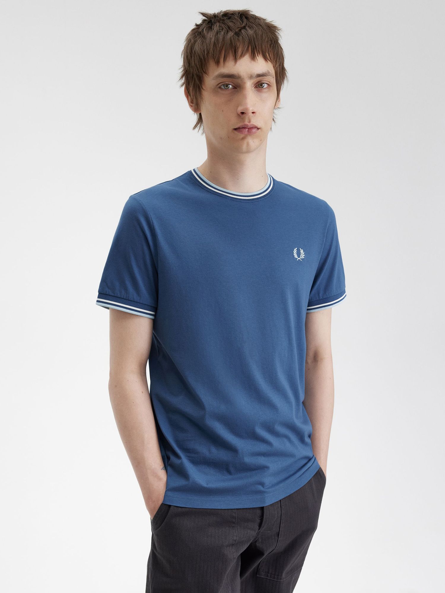 Fred Perry Twin Tipped Crew Neck T-Shirt, Blue, S