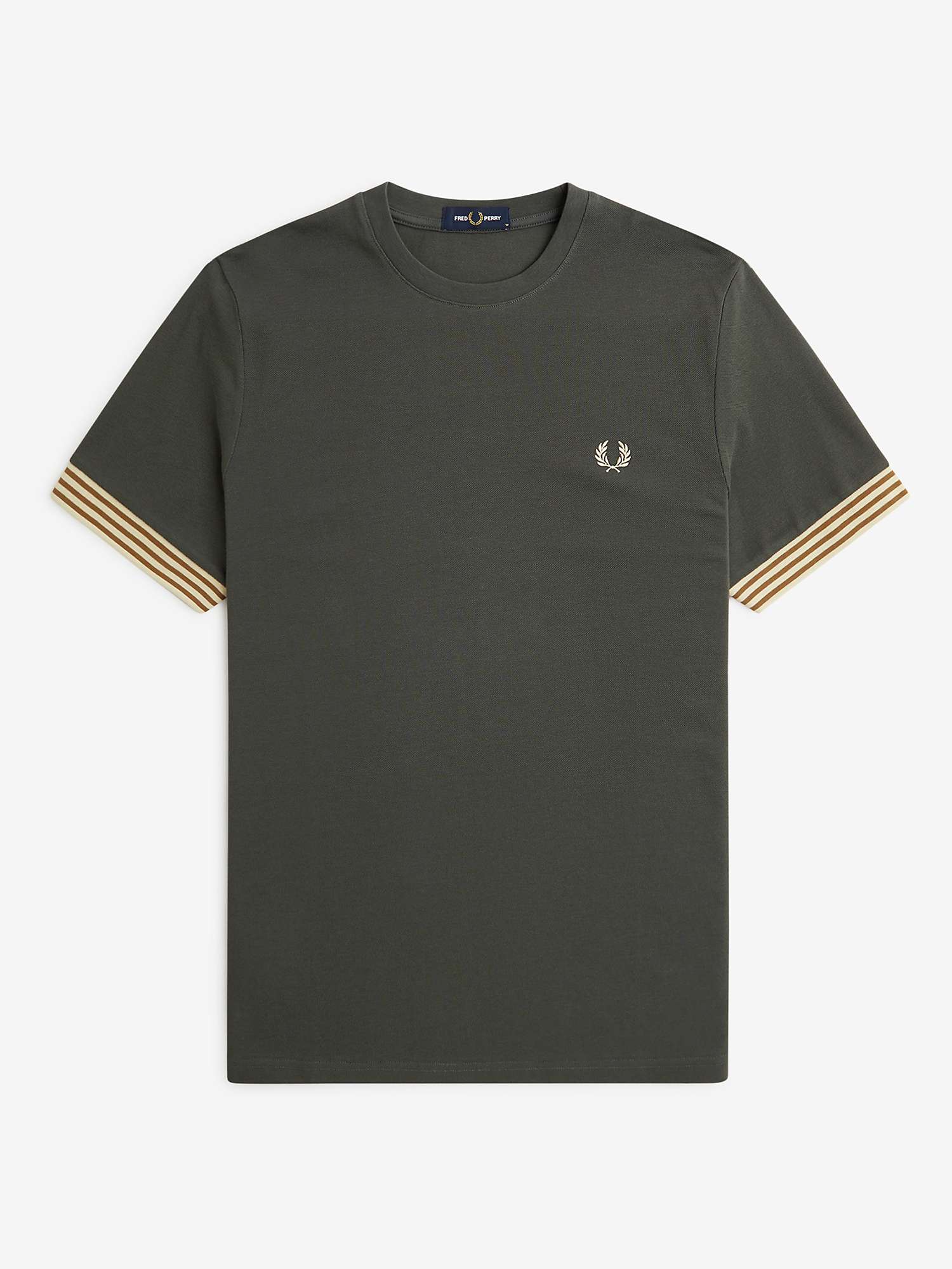 Buy Fred Perry Stripe Cuff T-Shirt, Green/Multi Online at johnlewis.com