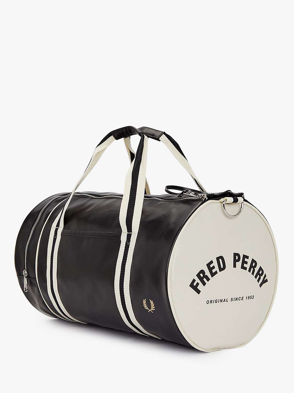 Buy Fred Perry Classic Barrel Bag, Black/Ecru Online at johnlewis.com