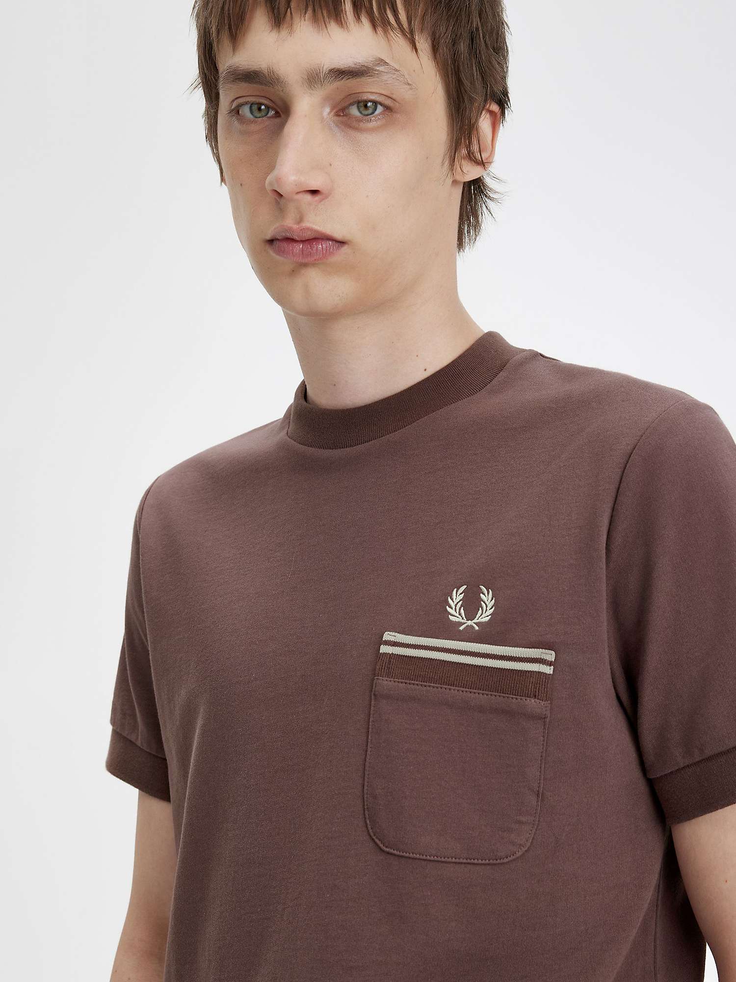 Buy Fred Perry Cotton Crew Neck T-Shirt, Red Online at johnlewis.com