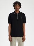 Fred Perry Cotton Crepe Piqué Polo Shirt, Black