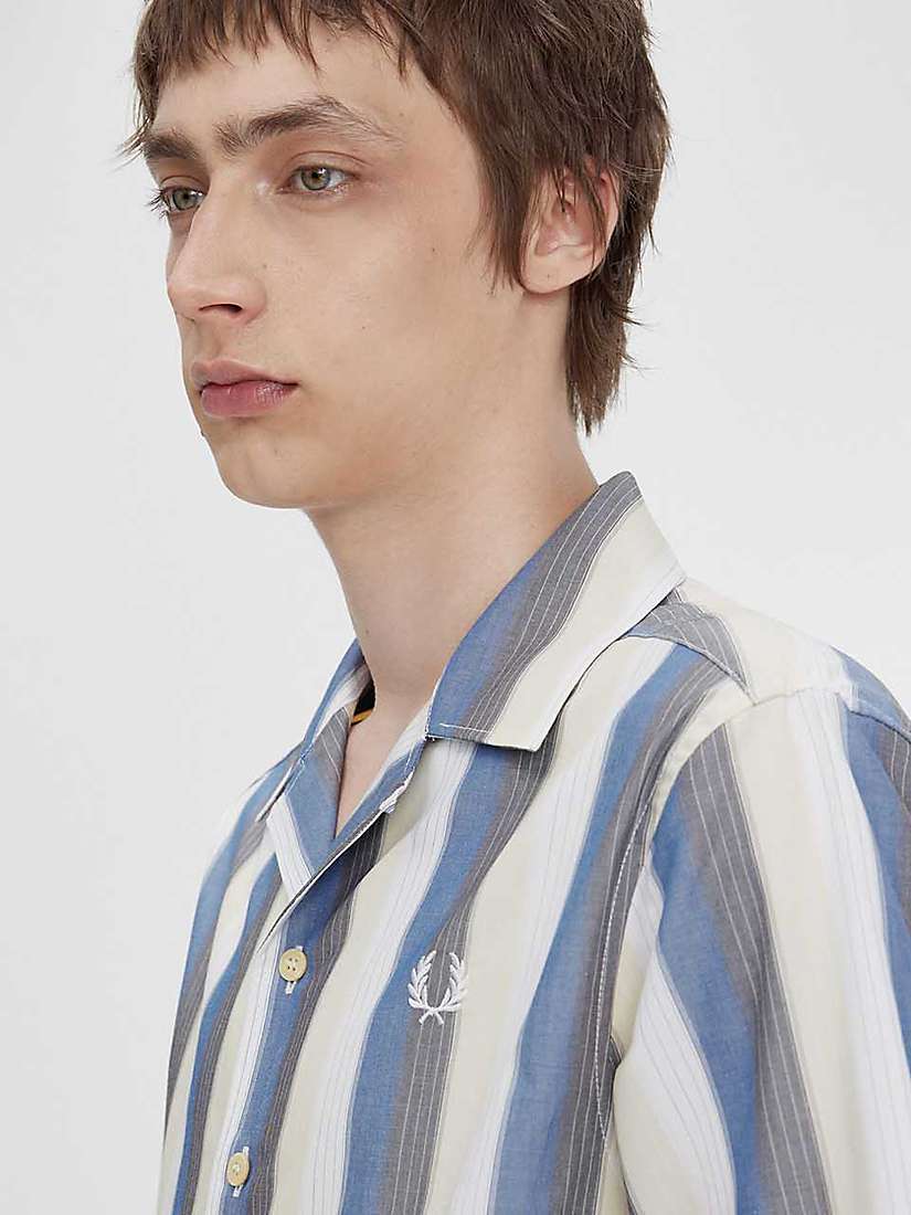 Buy Fred Perry Cotton Revere Collar Shirt, Blue/Multi Online at johnlewis.com