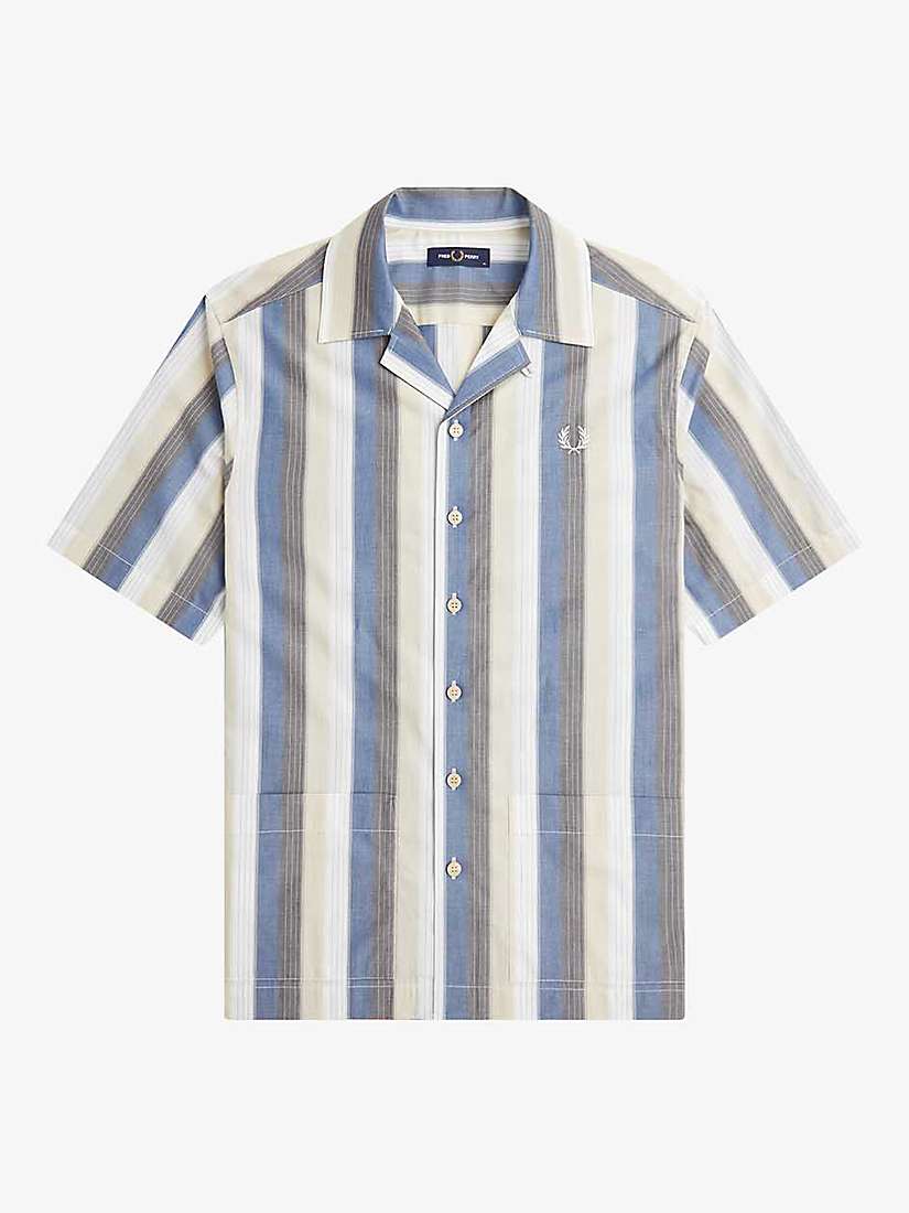 Buy Fred Perry Cotton Revere Collar Shirt, Blue/Multi Online at johnlewis.com