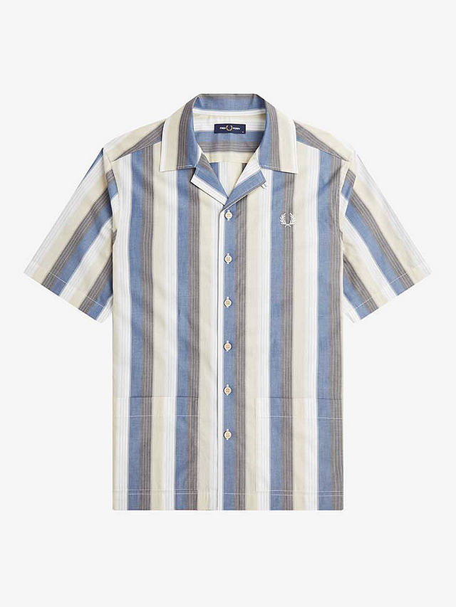 Fred Perry Cotton Revere Collar Shirt, Blue/Multi