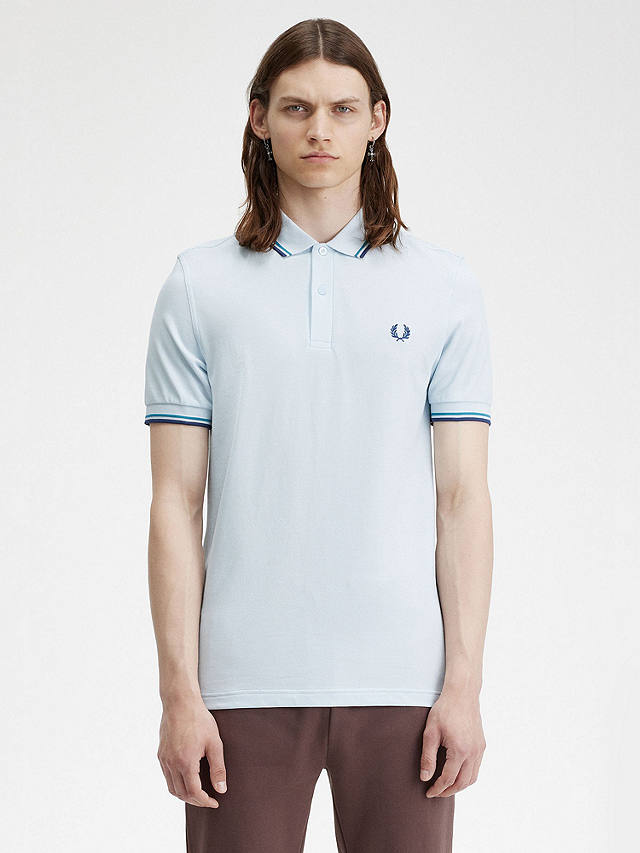 Fred Perry Twin Tipped Short Sleeve Polo Shirt, Light Ice