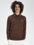 Fred Perry Twin Tipped Tennis Long Sleeve Polo Shirt, Brick/Warm Grey