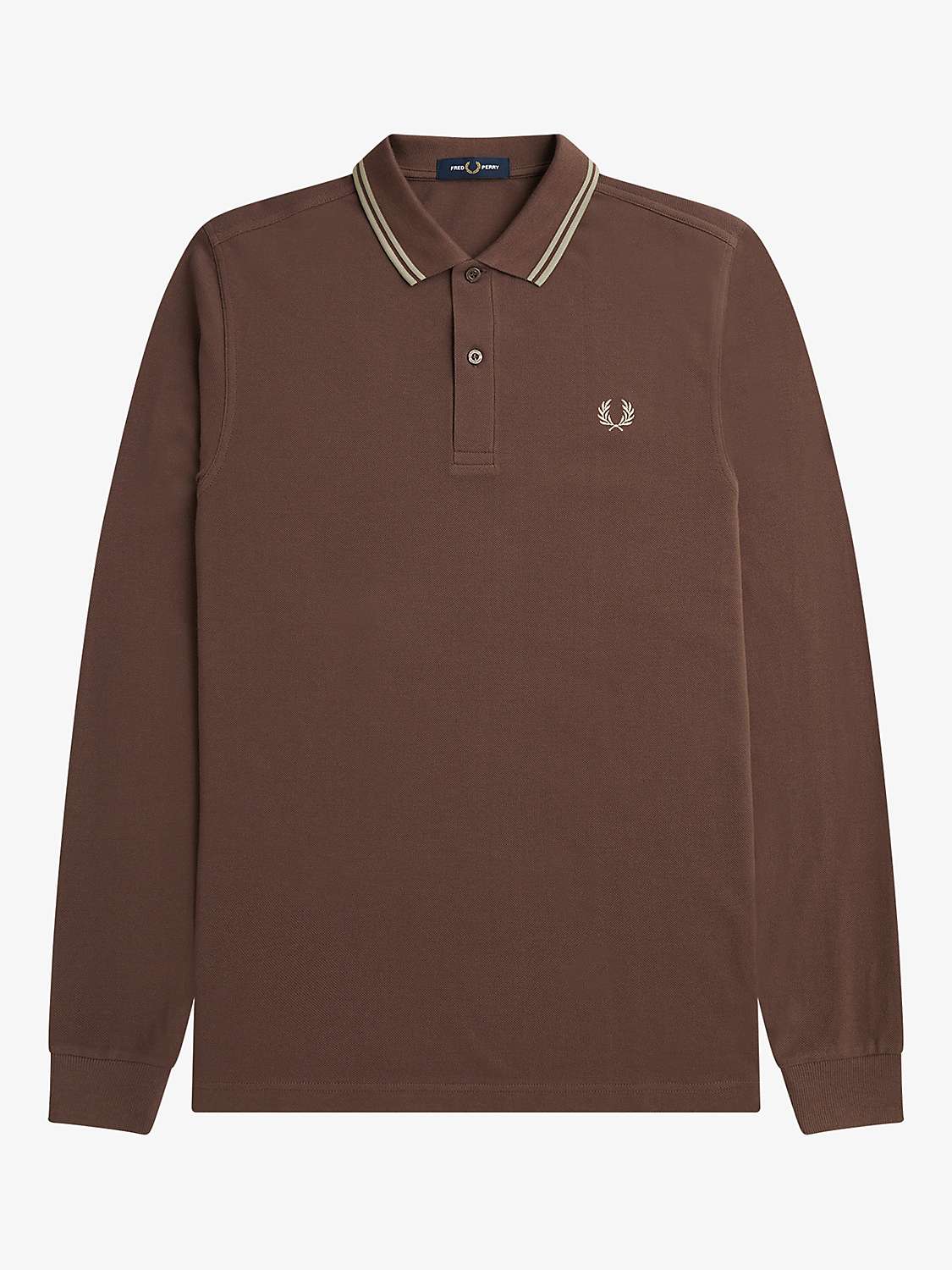 Buy Fred Perry Twin Tipped Tennis Long Sleeve Polo Shirt, Brick/Warm Grey Online at johnlewis.com