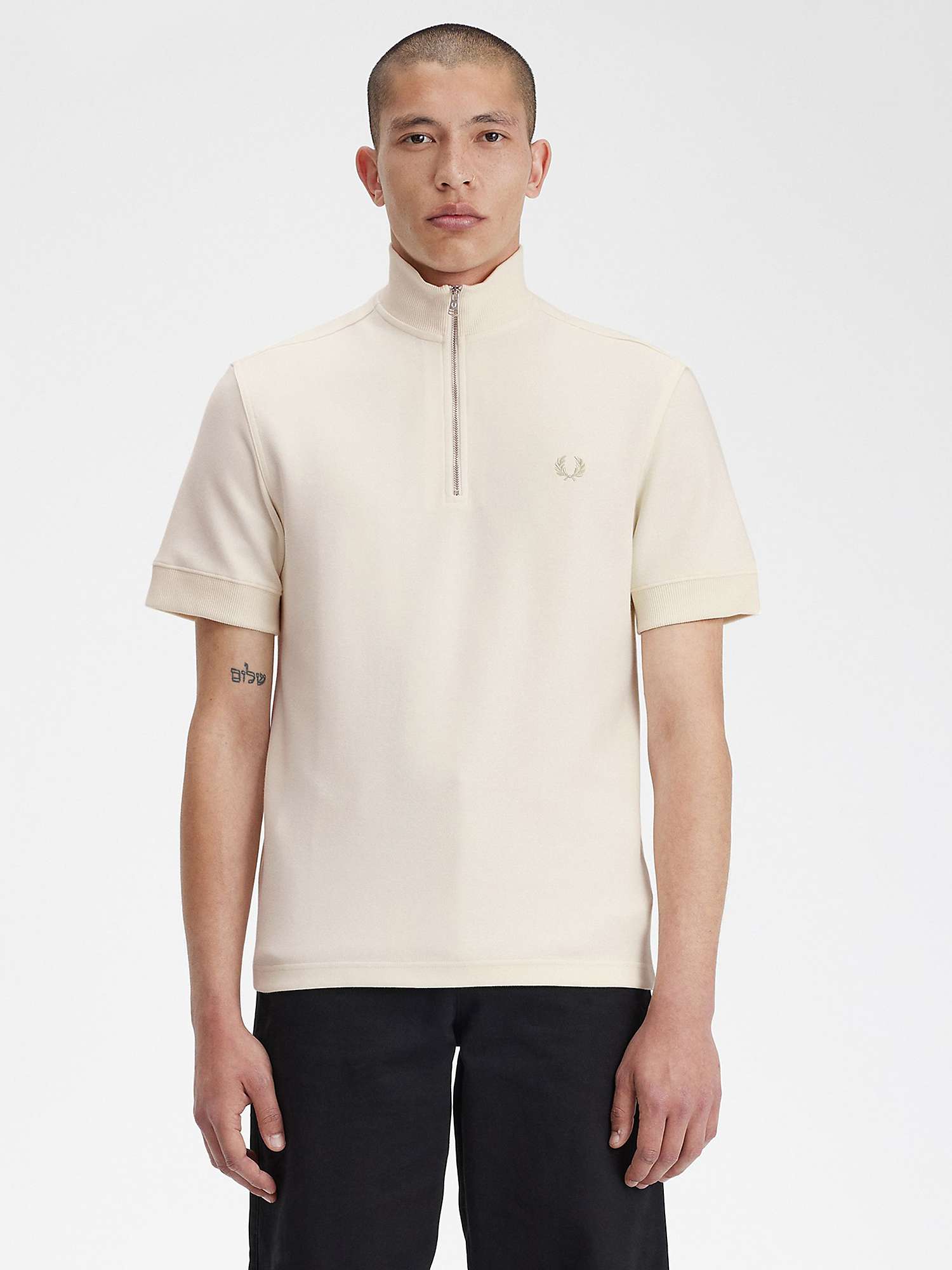 Buy Fred Perry Slub Jersey 1/4 Zip Fleece, Ecru Online at johnlewis.com