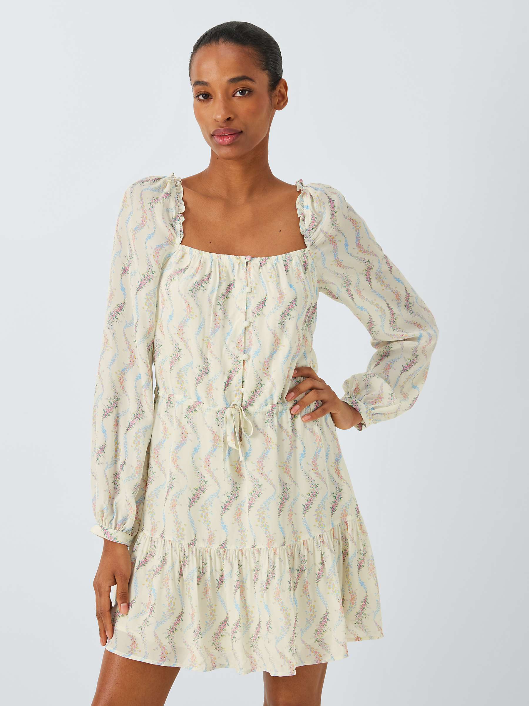 Buy PAIGE Marjie Floral Wave Print Dress, Antique White/Multi Online at johnlewis.com