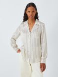 PAIGE Capriana Stripe Silk Shirt, Antique White/Black, Antique White/Black
