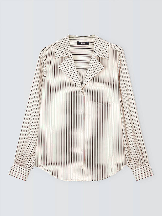 PAIGE Capriana Stripe Silk Shirt, Antique White/Black
