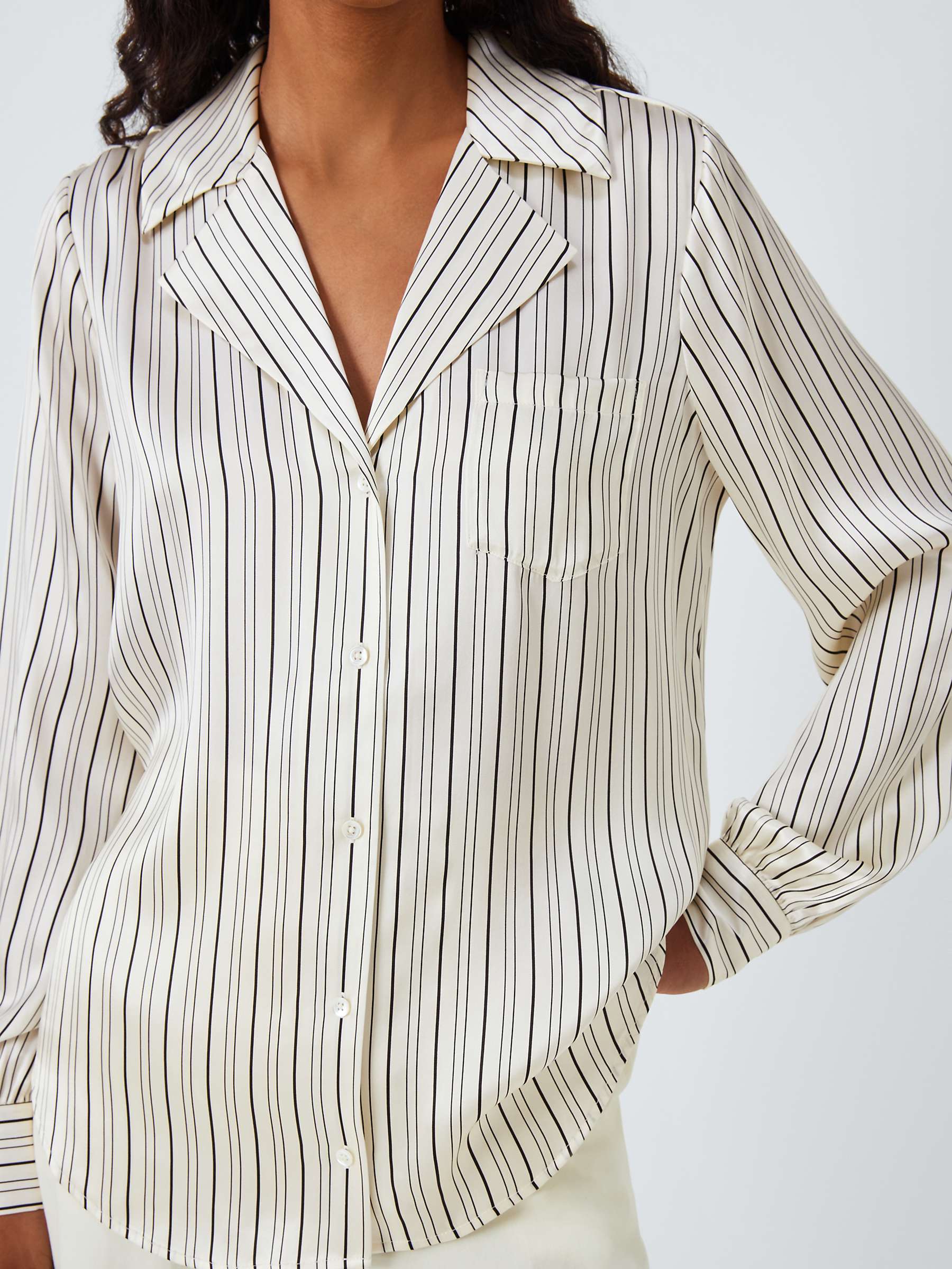 Buy PAIGE Capriana Stripe Silk Shirt, Antique White/Black Online at johnlewis.com