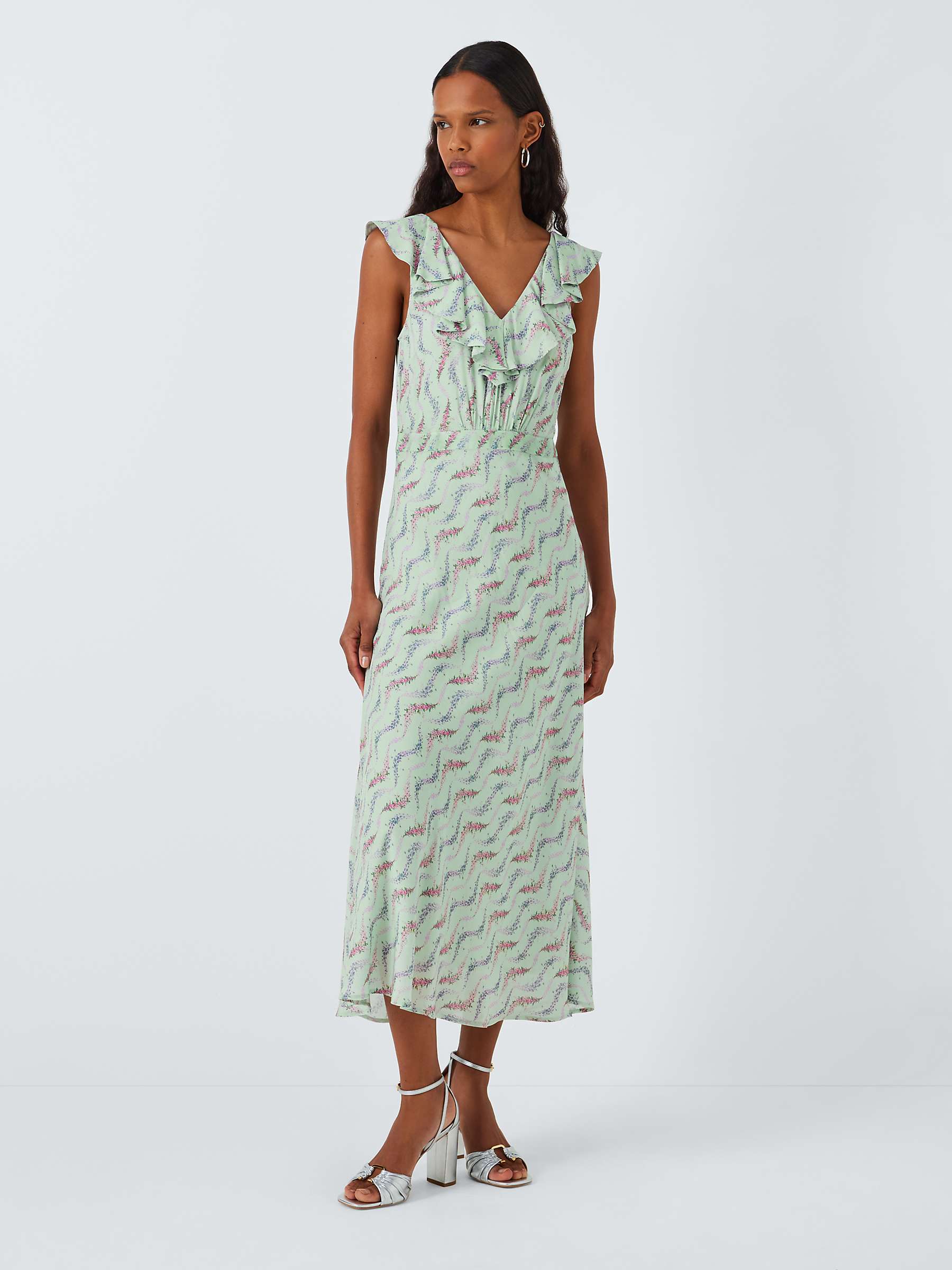 Buy PAIGE Shona Floral Print Midi Dress, Dusty Sage/Multi Online at johnlewis.com