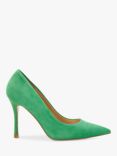 Dune Atlanta Suede High Heel Pointed Court Shoes, Green, Green