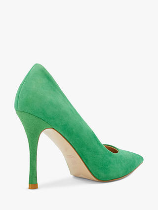 Dune Atlanta Suede High Heel Pointed Court Shoes, Green