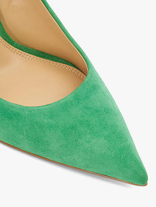 Dune Atlanta Suede High Heel Pointed Court Shoes, Green