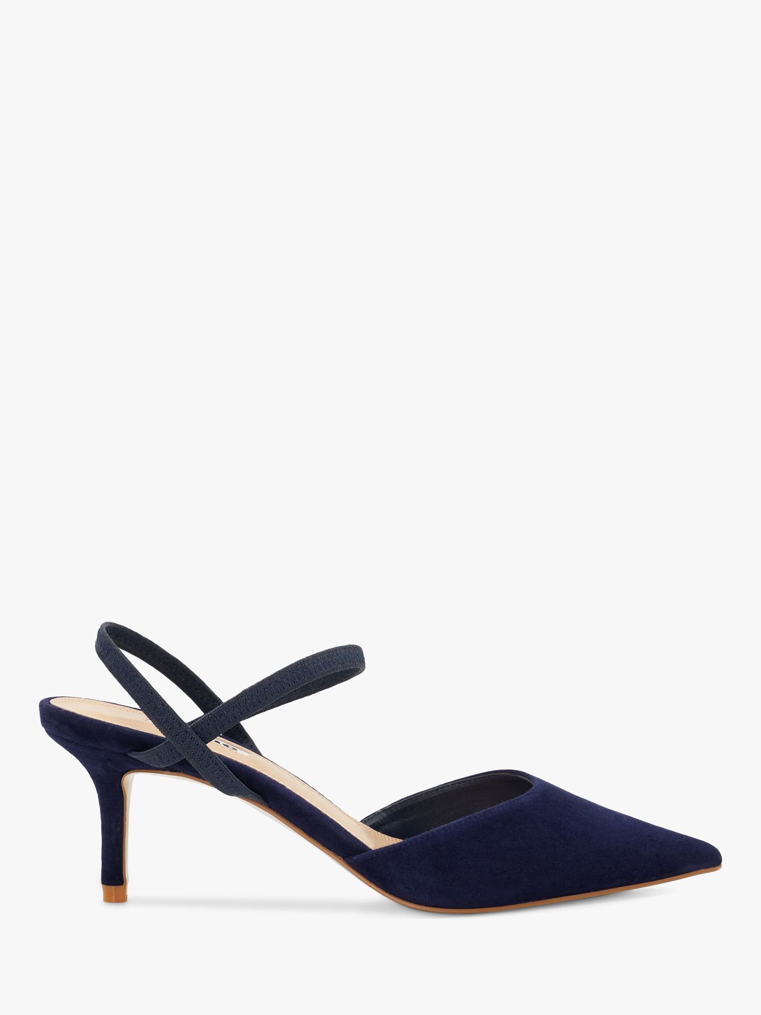 Dune Classical Suede Elasticated Pointed Shoes, Navy, EU40