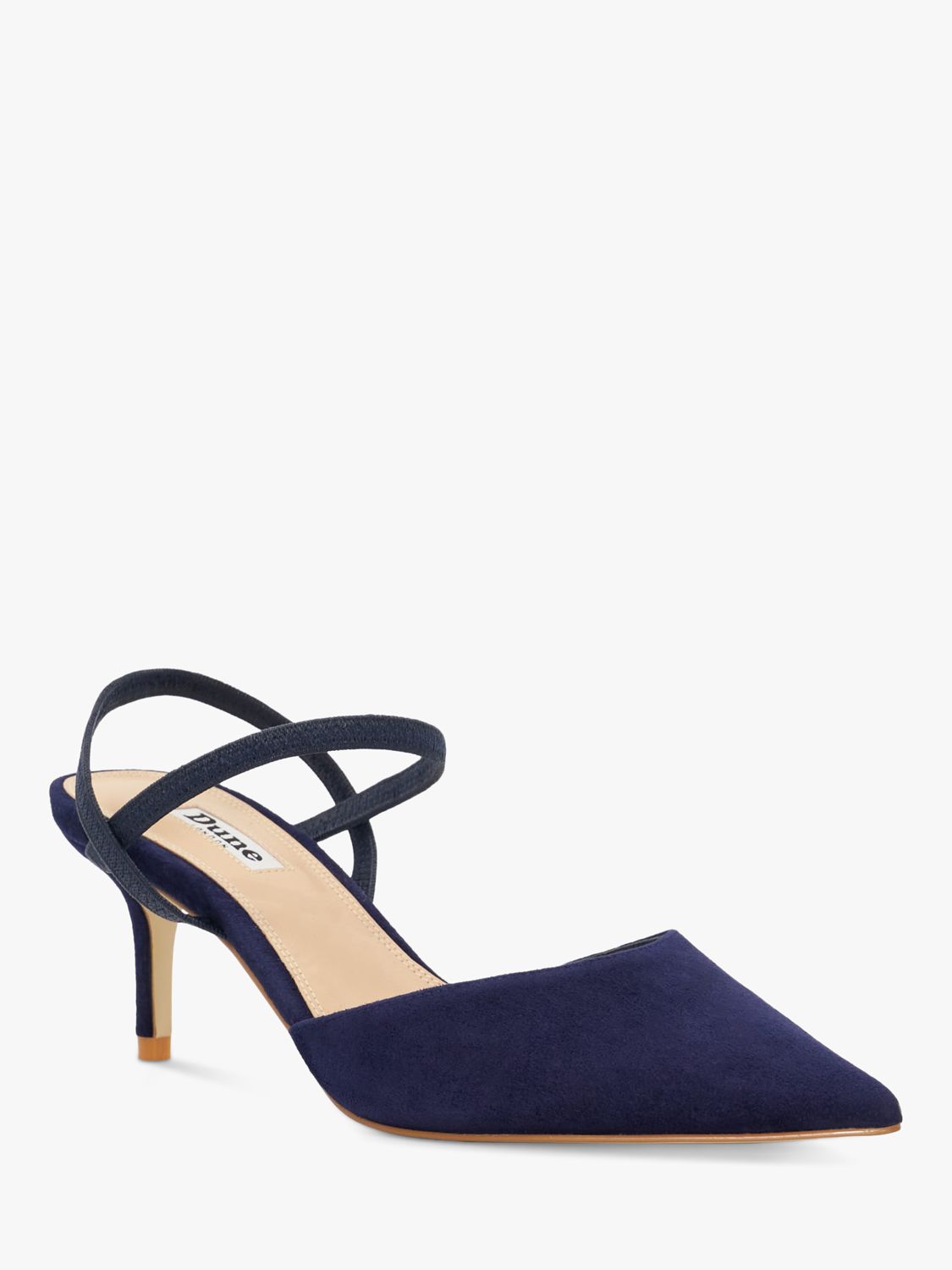 Dune Classical Suede Elasticated Pointed Shoes, Navy, EU40