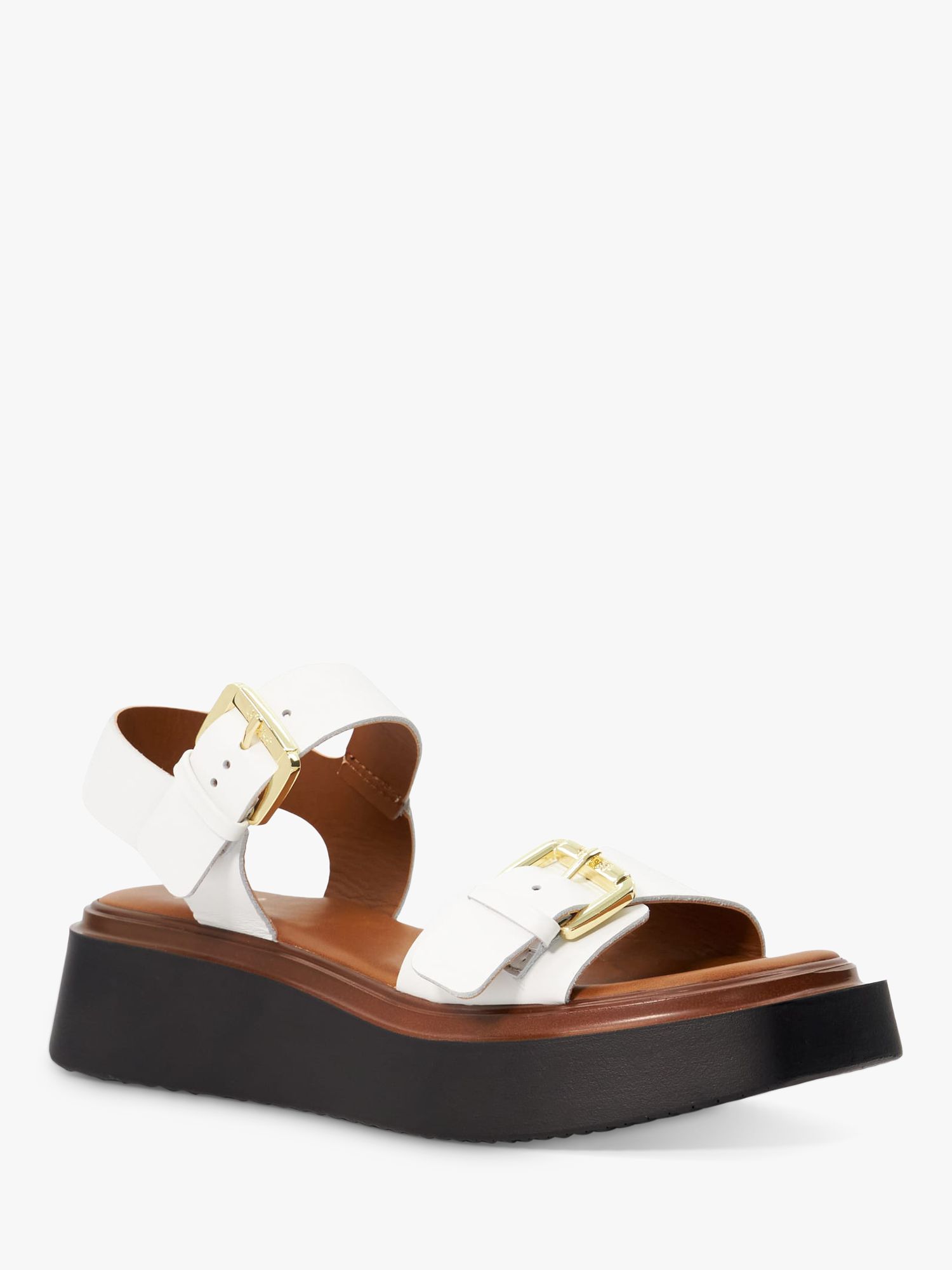 Buy Dune Loells Leather Buckle Sandals, White Online at johnlewis.com