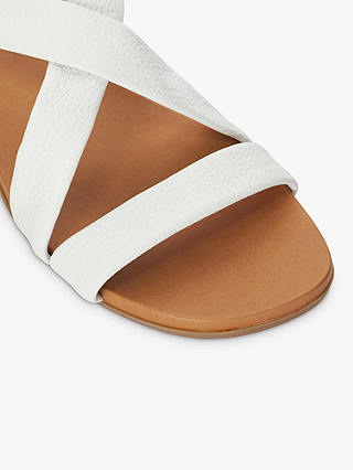 Dune Landies Leather Cross Strap Sandals, White