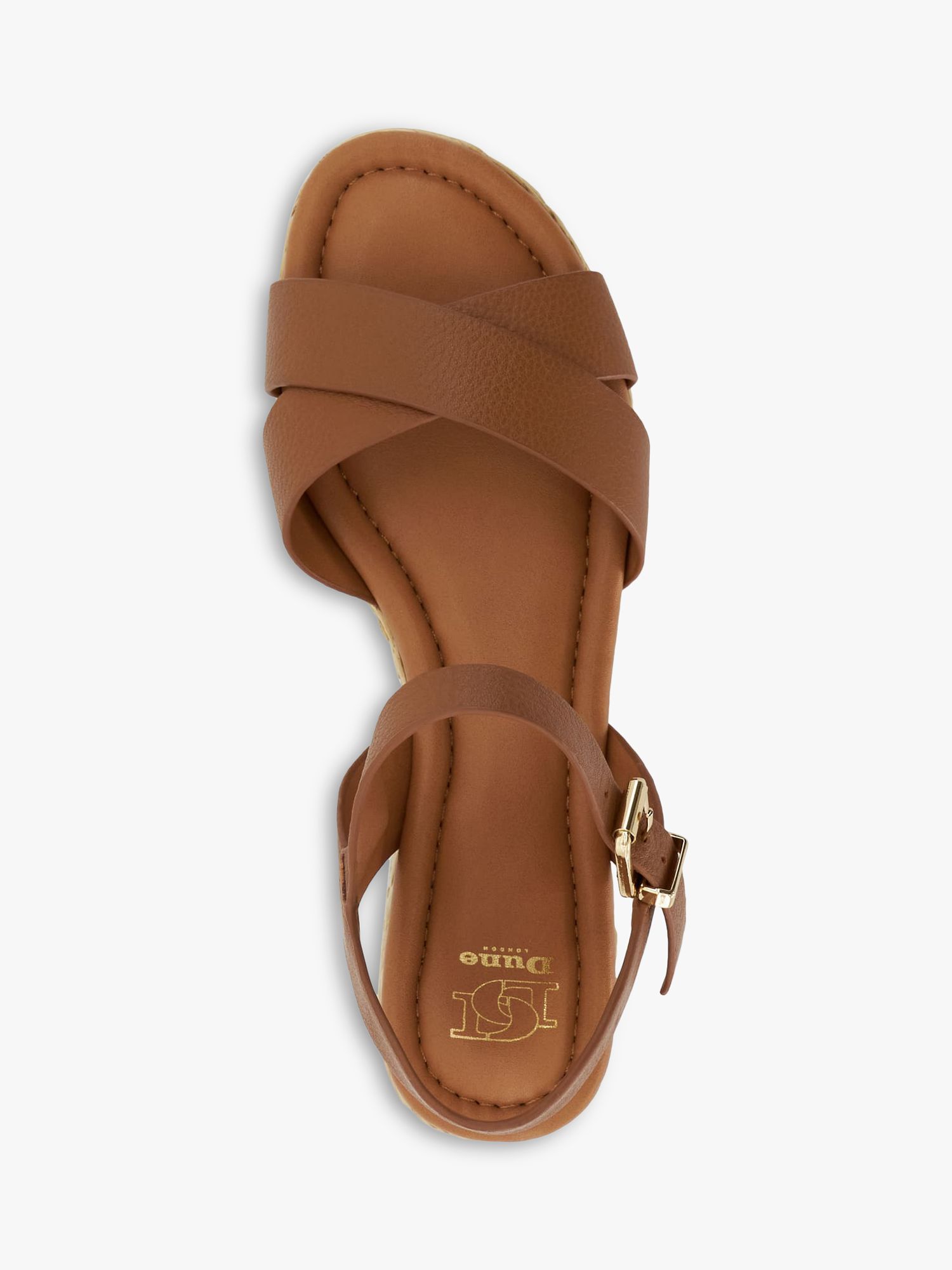 Buy Dune Linnie Leather Cross Strap Sandals, Dark Tan Online at johnlewis.com