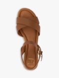 Dune Linnie Leather Cross Strap Sandals, Dark Tan