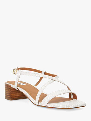 Dune Jaskell Leather Block Heel Sandals, White-leather