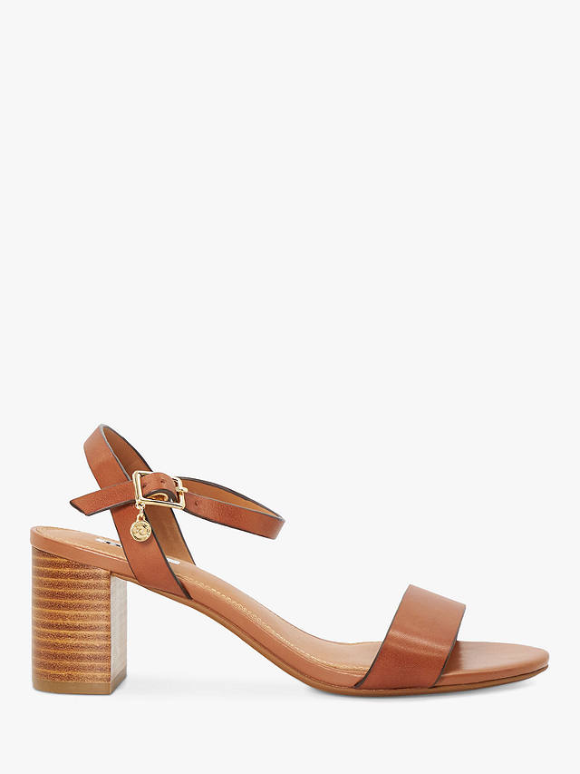 Dune Jelly Leather Block Heel Sandals, Tan-leather