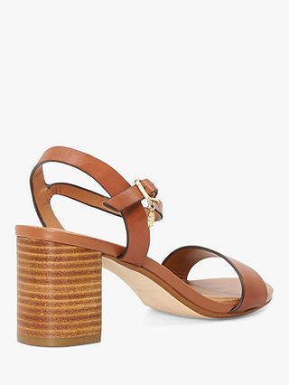 Dune Jelly Leather Block Heel Sandals, Tan-leather