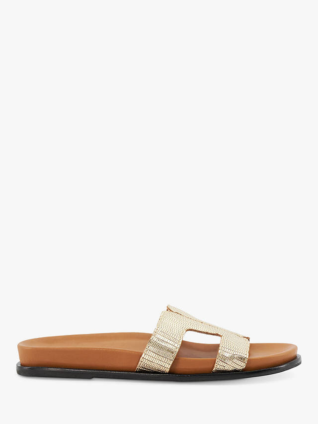 Dune Loupa Leather Sandals, Gold