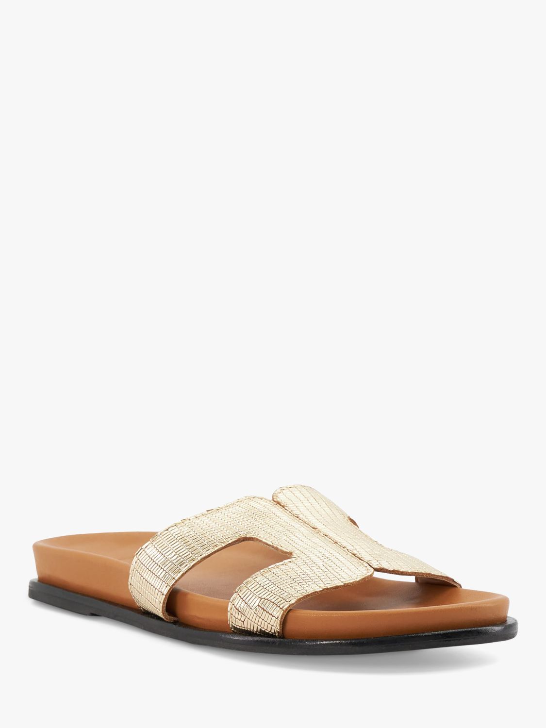 Buy Dune Loupa Leather Sandals, Gold Online at johnlewis.com