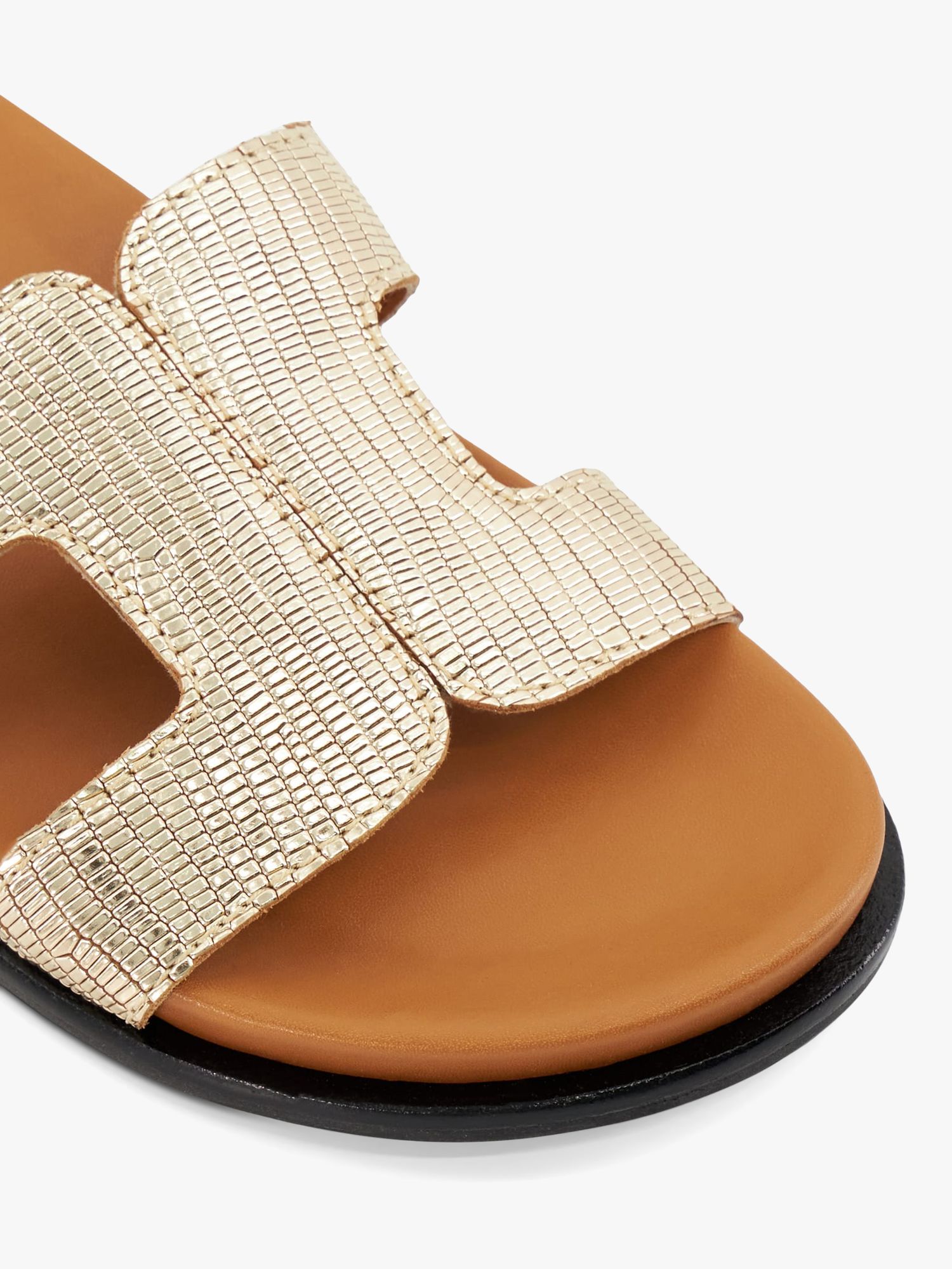 Dune Loupa Leather Sandals, Gold, EU36