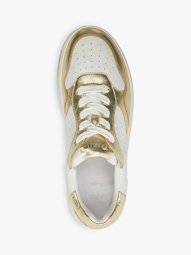 Dune Edgerton Leather Colour Block Trainers, White/Gold