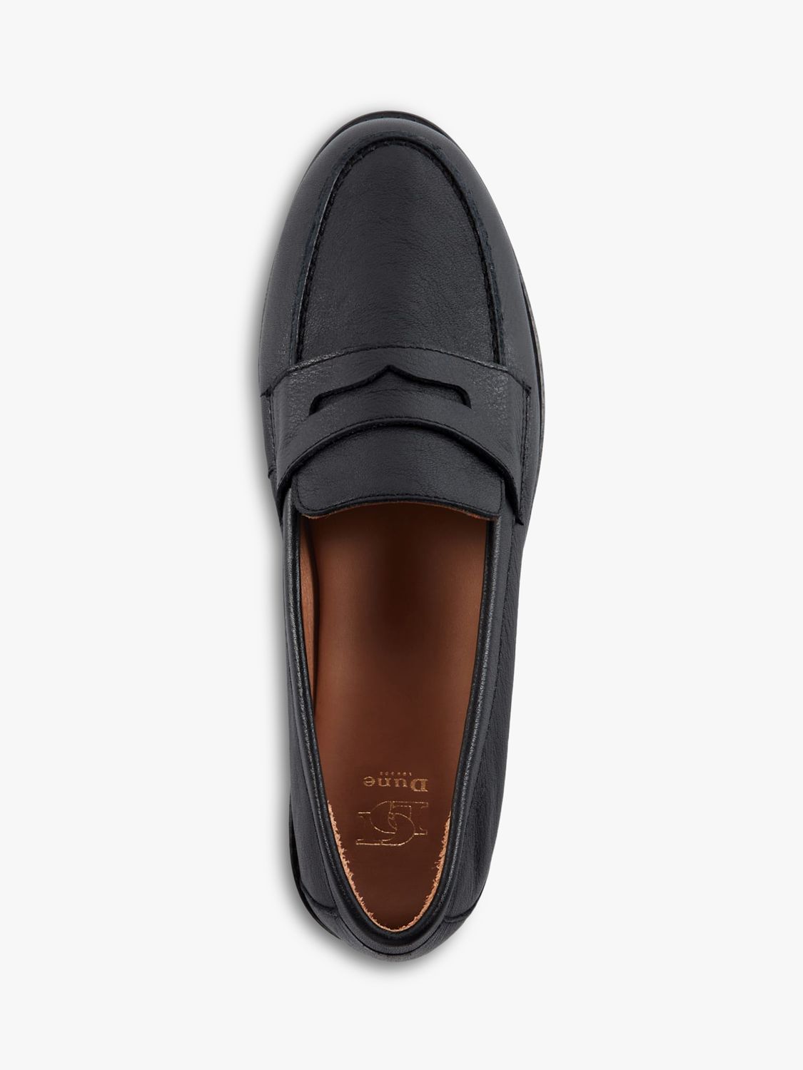 Dune Ginelli Leather Penny Loafers, Black at John Lewis & Partners
