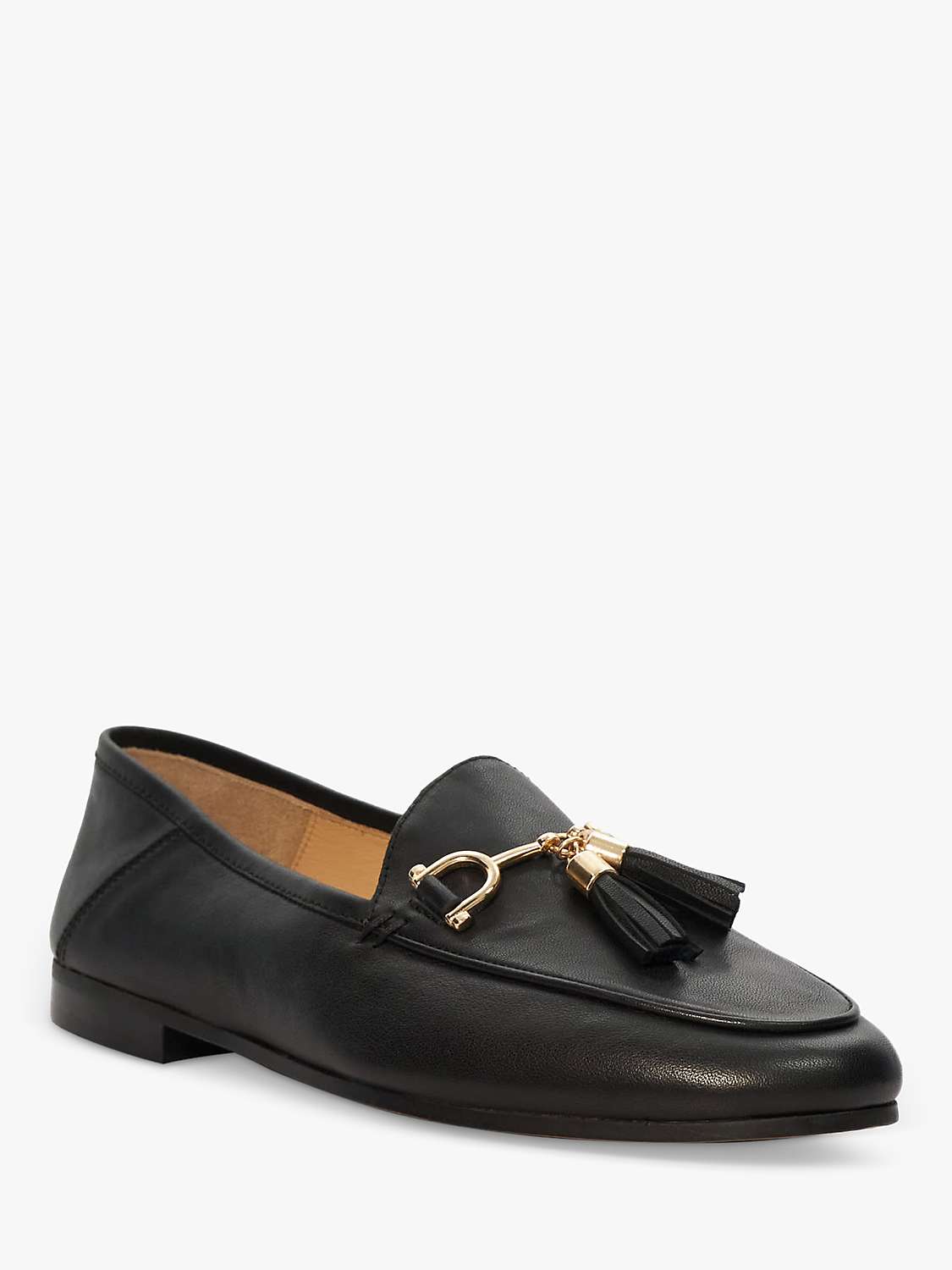 Buy Dune Graysons Leather Flexible Sole Tassel Loafers, Black Online at johnlewis.com