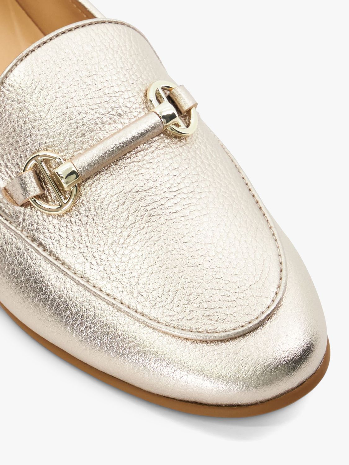 Dune Grandeur Leather Snaffle Detail Loafers, Gold, EU36