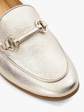 Dune Grandeur Leather Snaffle Detail Loafers, Gold