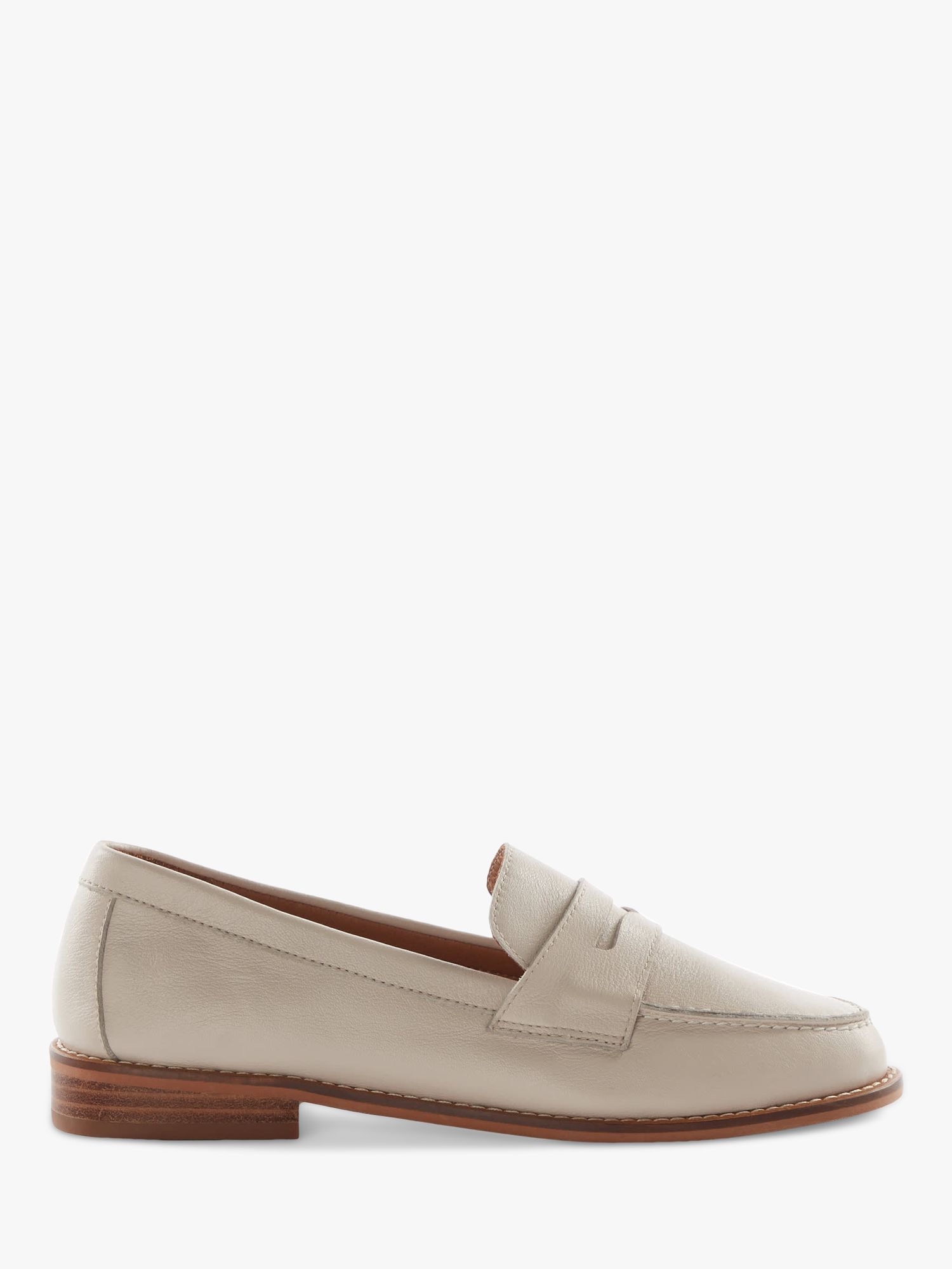 Dune Ginelli Leather Penny Loafers, Ecru, EU36