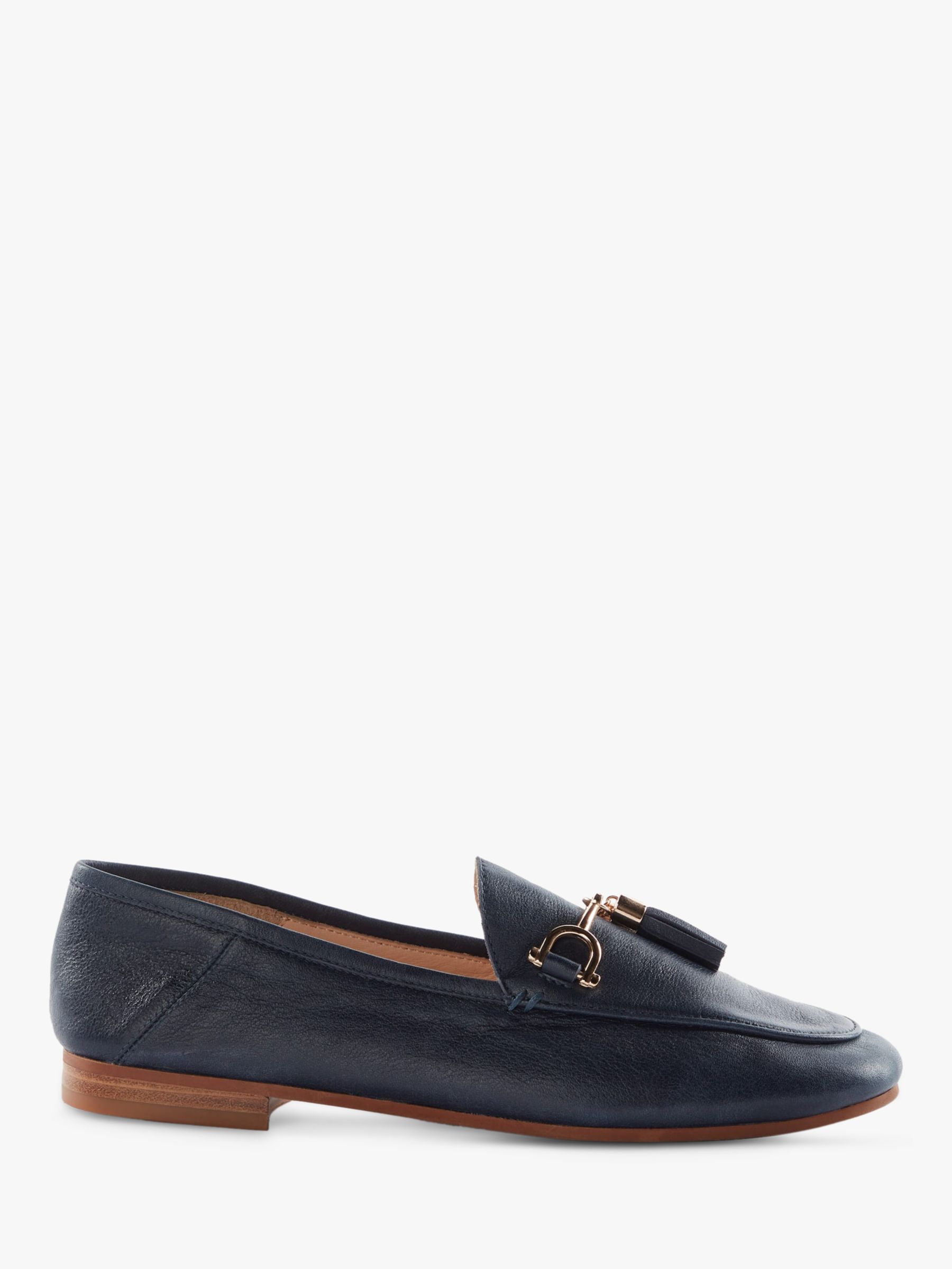 Dune Graysons Leather Loafers, Navy, EU36