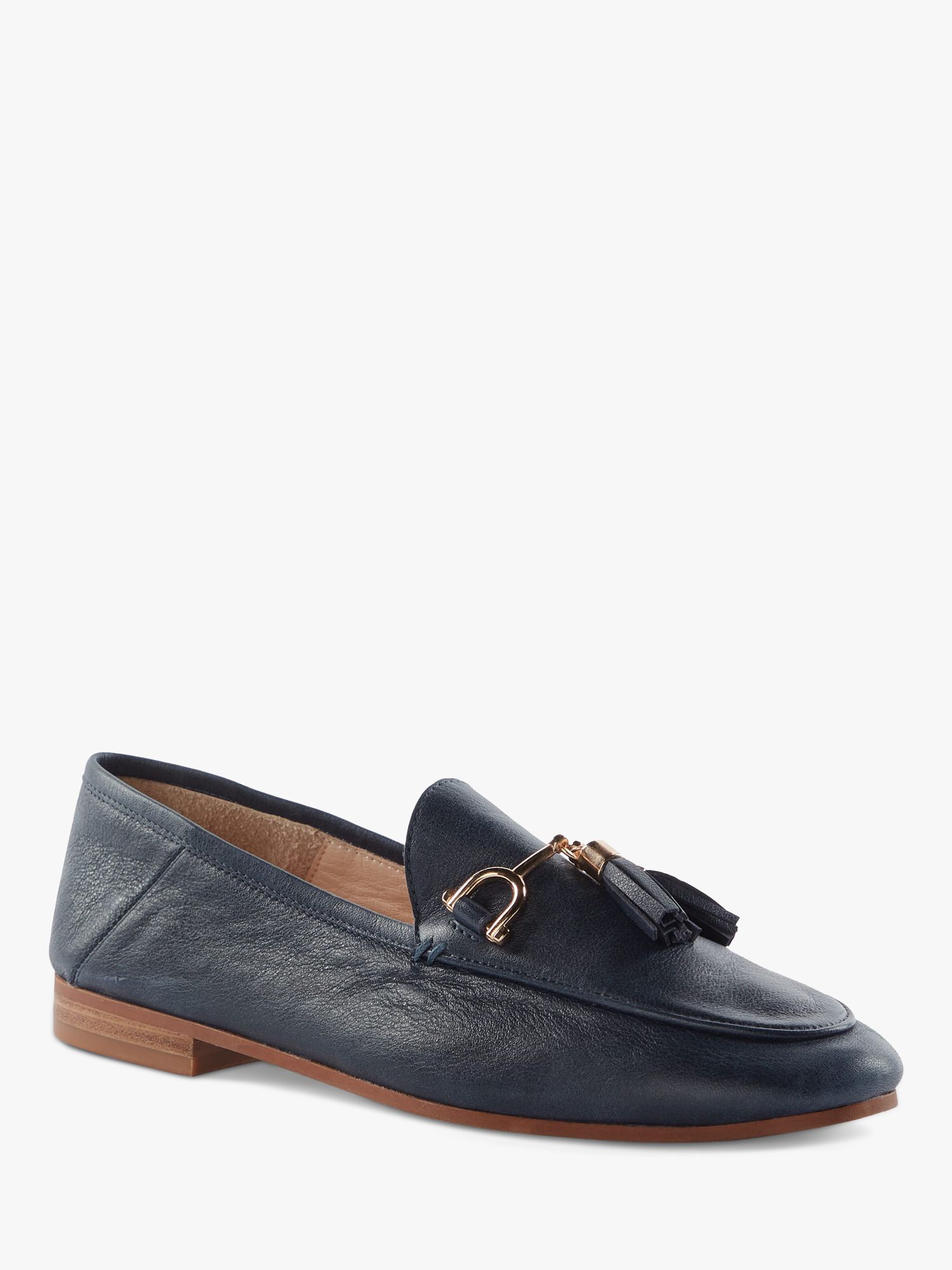 Dune Graysons Leather Loafers, Navy at John Lewis & Partners