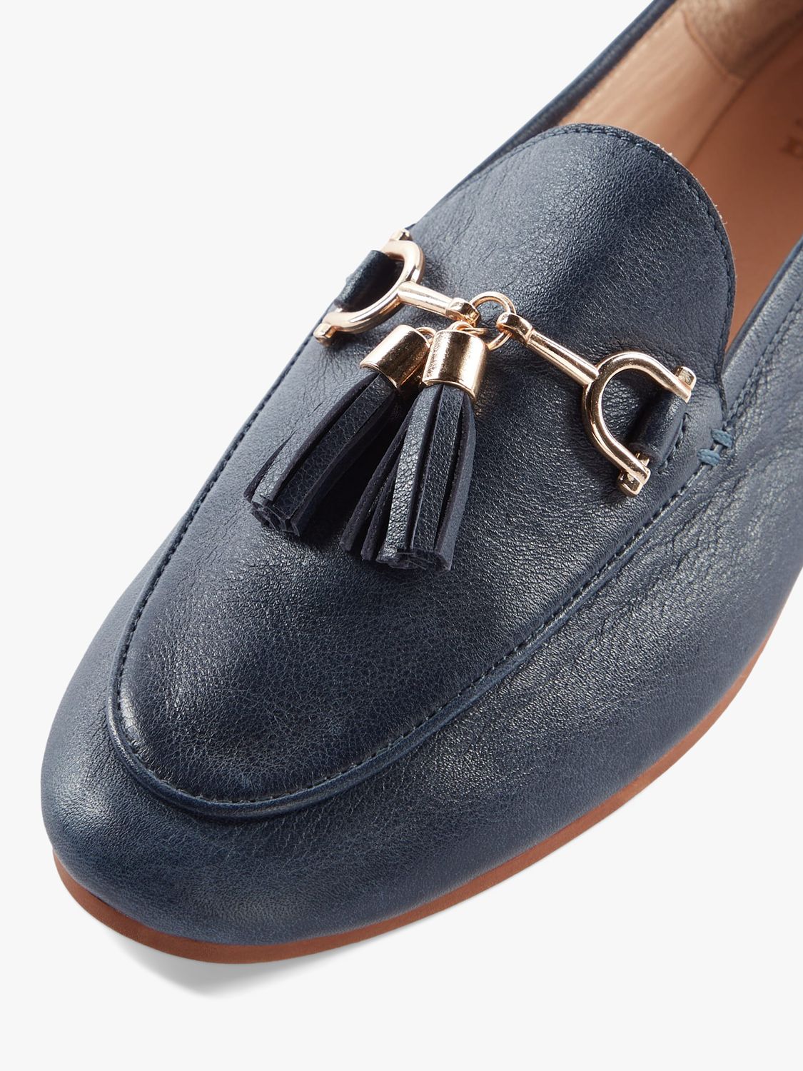 Dune Graysons Leather Loafers, Navy, EU36