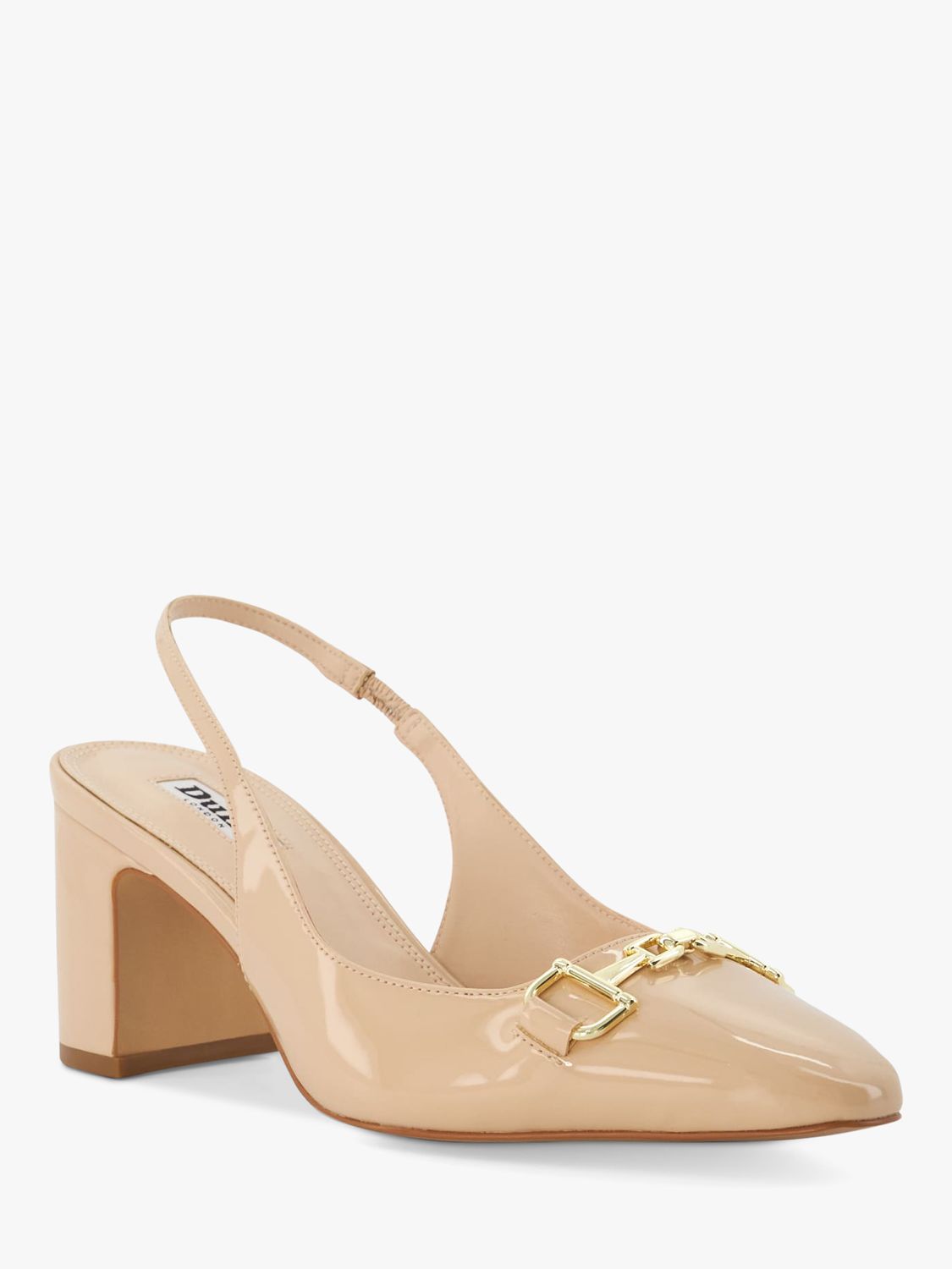 Dune Detailed Slingback Block Heel Shoes, Blush Patent, EU41