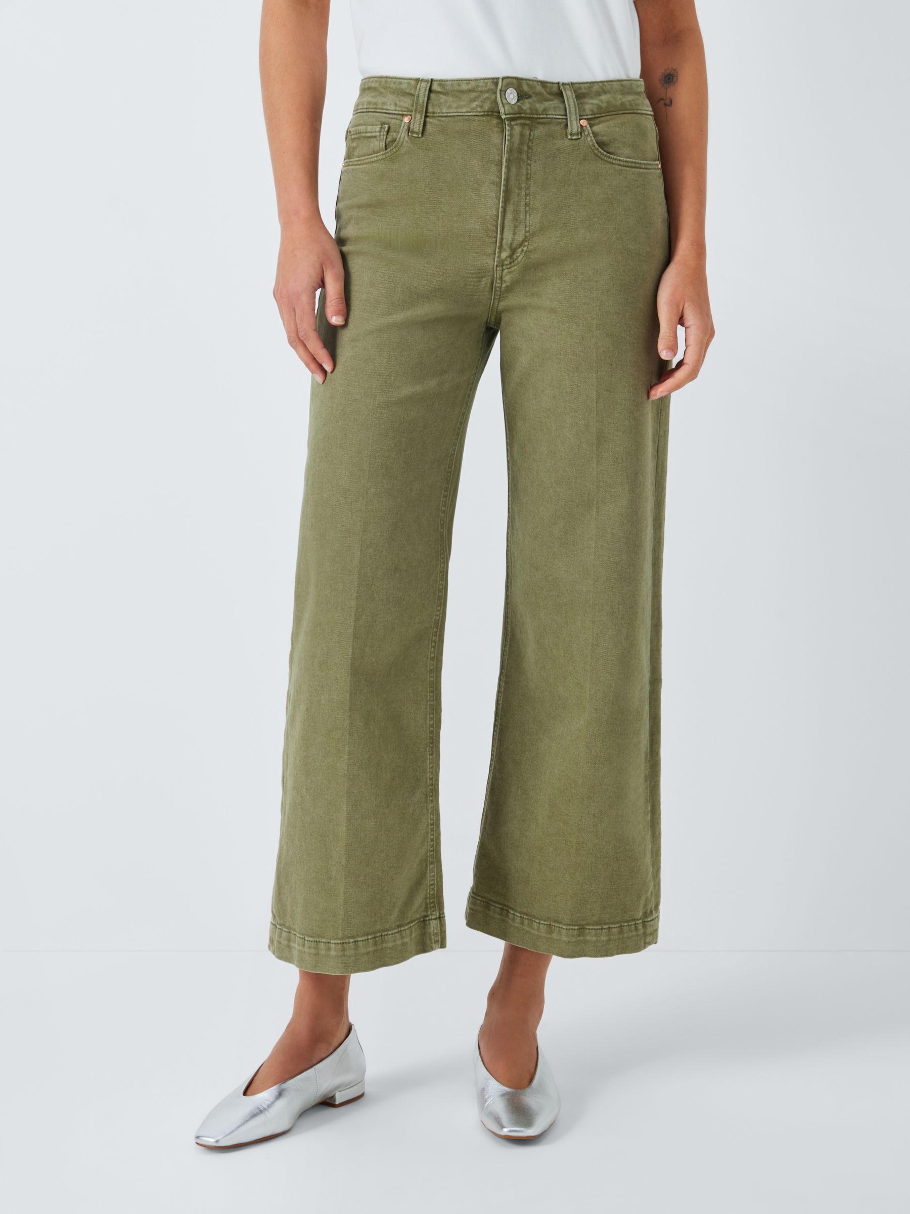 PAIGE Anessa Wide Leg Ankle Jeans, Vintage Mossy Green, 26