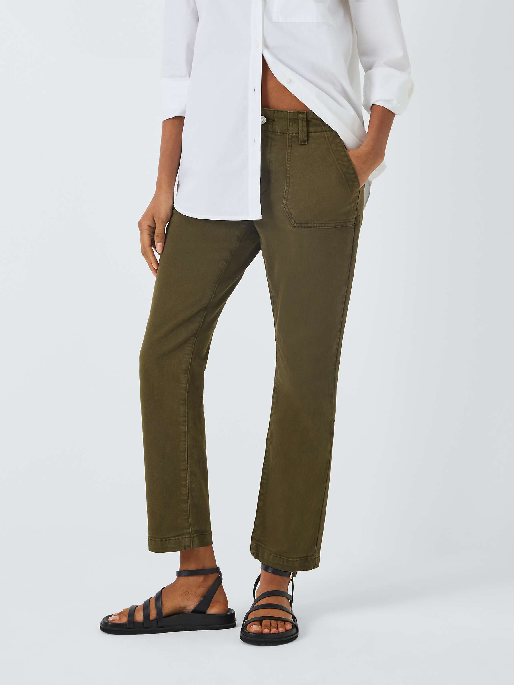 Buy PAIGE Mayslie Straight Leg Ankle Length Trousers, Vintage Olive Meadow Online at johnlewis.com