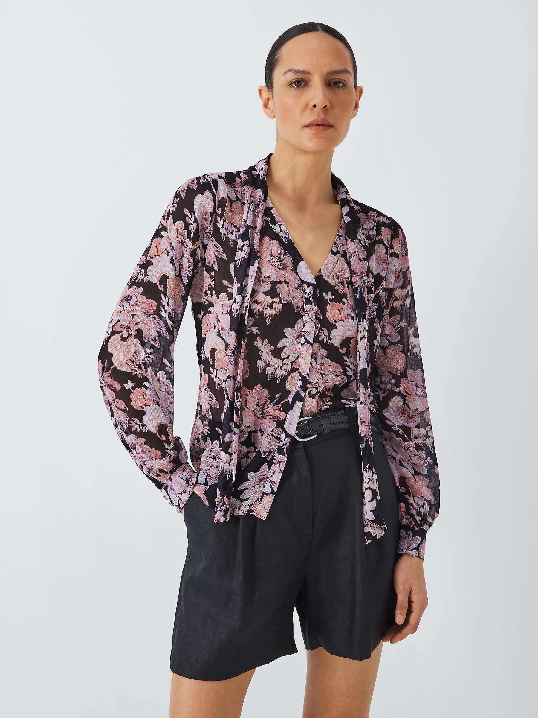 Buy PAIGE Kirstie Floral Print Silk Blouse, Black/Multi Online at johnlewis.com