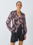 PAIGE Kirstie Floral Print Silk Blouse, Black/Multi, Black/Multi